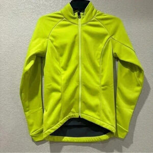 Mavic Women Biking Cycling Jacket Size Medium Yellow Full Zip Made In France